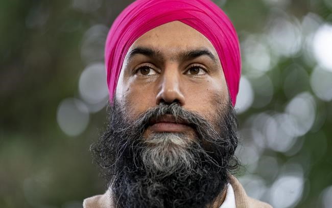 New Democratic leader Jagmeet Singh listens to a question during an availability held at a campaign stop, Tuesday, August 31, 2021 in Coquitlam, B.C. THE CANADIAN PRESS/Adrian Wyld