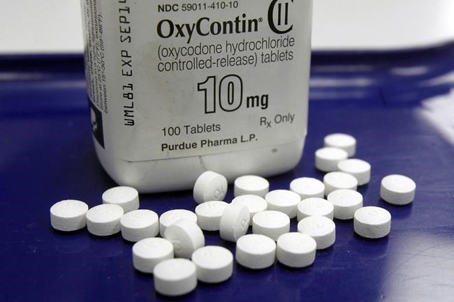 FILE - This Feb. 19, 2013, file photo shows OxyContin pills arranged for a photo at a pharmacy in Montpelier, Vt. A federal bankruptcy judge is expected to rule Wednesday, Sept. 1, 2021, on whether to accept a settlement between OxyContin maker Purdue Pharma, the states and thousands of local governments over an opioid crisis that has killed a half-million Americans over the last two decades. (AP Photo/Toby Talbot, File)