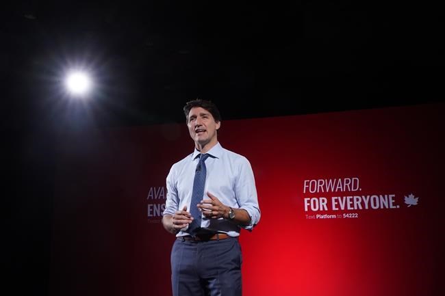 Liberal Leader Justin Trudeau reveals his party's election platform during the Canadian federal election in Toronto on Wednesday, September 1, 2021. THE CANADIAN PRESS/Nathan Denette
