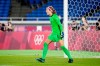 Canada's Stephanie Labbé celebrates after making a save against Sweden in the sixth round of the penalty shoot-out in the women's soccer final during the summer Tokyo Olympics in Yokohama, Japan on Friday, August 6, 2021. THE CANADIAN PRESS/Frank Gunn
