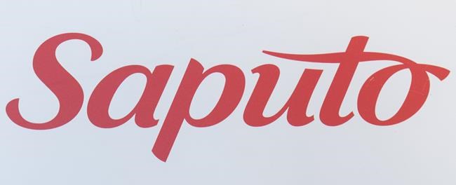 A Saputo Inc., logo is shown during the company's annual general meeting in Laval, Que., on August 8, 2019. THE CANADIAN PRESS/Graham Hughes