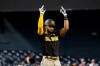 San Diego Padres' Fernando Tatis Jr. reacts after hitting a double against the Arizona Diamondbacks during the seventh inning of a baseball game Wednesday, Sept. 1, 2021, in Phoenix. (AP Photo/Rick Scuteri)