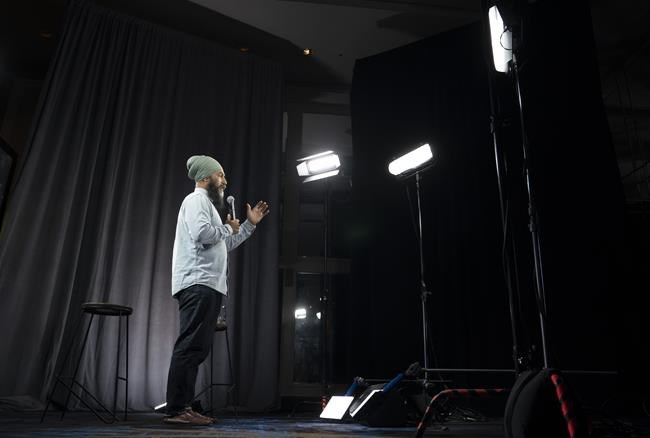 NDP Leader Jagmeet Singh speaks during a virtual town hall meeting, Wednesday, September 1, 2021 in Montreal, Canada. THE CANADIAN PRESS/Adrian Wyld