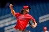 Philadelphia Phillies starting pitcher Aaron Nola delivers a pitch during the fourth inning of a baseball game against the Washington Nationals, Thursday, Sept. 2, 2021, in Washington. (AP Photo/Nick Wass)