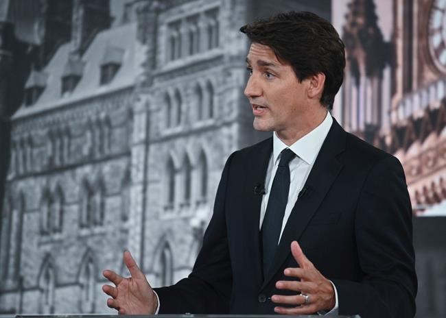 Liberal Leader Justin Trudeau takes part in the first French leaders' debate on Thursday, September 2, 2021 in Montreal. THE CANADIAN PRESS/Martin Chevalier - POOL