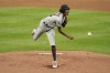 Cleveland Indians starting pitcher Triston McKenzie throws during the first inning of a baseball game against the Kansas City Royals Thursday, Sept. 2, 2021, in Kansas City, Mo. (AP Photo/Charlie Riedel)