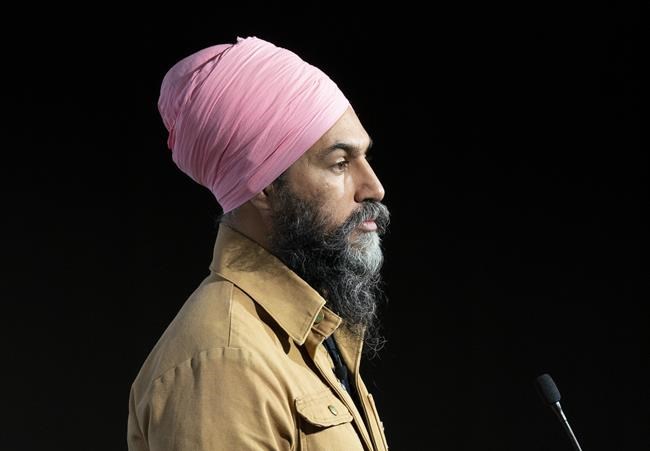 New Democratic Party Leader Jagmeet Jagmeet Singh listens to a question during a campaign stop in St. John's, Saturday, Sept. 4, 2021. THE CANADIAN PRESS/Adrian Wyld