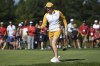 Europe's Leona Maguire celebrates after a putt on the 14th hole during the foursome matches at the Solheim Cup golf tournament, Sunday, Sept. 5, 2021, in Toledo, Ohio. (AP Photo/David Dermer)