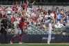 Milwaukee Brewers' Christian Yelich reacts after lining out with bases loaded during the eighth inning of a baseball game against the St. Louis Cardinals Sunday, Sept. 5, 2021, in Milwaukee. (AP Photo/Morry Gash)