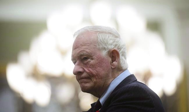 Former governor general David Johnston appears before a Commons committee reviewing his nomination as elections debates commissioner on Parliament Hill in Ottawa on Tuesday, Nov. 6, 2018. A right-wing media organization is turning to the courts after it was denied accreditation to cover this week's two federal election campaign leaders' debates. THE CANADIAN PRESS/Sean Kilpatrick