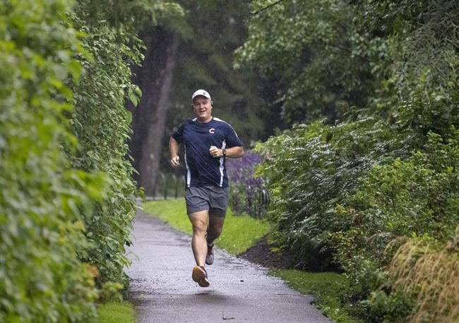 Conservative Leader Erin O'Toole goes for his morning run in Ottawa on Wednesday, September 8, 2021. Canadians will vote in a federal election Sept. 20th. THE CANADIAN PRESS/Frank Gunn
