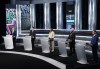 Conservative leader Erin O'Toole, Liberal leader Justin Trudeau, Green leader Annammie Paul, New Democratic Party leader Jagmeet Singh and Bloc leader Yves-Francois Blanchet stand at their podiums before the federal election French-language leaders debate, Wednesday, September 8, 2021 in Gatineau, Que. THE CANADIAN PRESS/Sean Kilpatrick