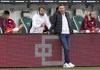 Leipzig's head coach Jesse Marsch, front right, shouts during the German Bundesliga soccer match between VfL Wolfsburg and RB Leipzig in Wolfsburg, Germany, Sunday, Aug. 29, 2021. (AP Photo/Michael Sohn)