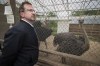 Bloc Québécois Leader Yves-François Blanchet takes a tour of Nid'Otruche an Ostrich farm, in Saint-Eustache, Que., north of Montreal, on Monday, Sept. 6, 2021. Blanchet is rejecting the idea of being part of a coalition federal government after the Sept. 20 election. THE CANADIAN PRESS/Peter McCabe
