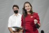 Liberal candidate Chrystia Freeland speaks as she joins Liberal Leader Justin Trudeau during a campaign stop at Soccer World in Hamilton, Ont., on Friday, Sept. 10, 2021. THE CANADIAN PRESS/Sean Kilpatrick