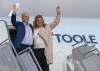Conservative Leader Erin O'Toole and his wife Rebecca wave from the steps of the airplane prior to departing Ottawa on Friday, September 10, 2021. Canadians will vote in a federal election Sept. 20th. THE CANADIAN PRESS/Frank Gunn