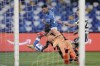 Napoli's Matteo Politano scores his side's first goal during the Italian Serie A soccer match between Napoli and Juventus at the Diego Maradona stadium in Naples, Italy, Saturday, Sept. 11, 2021. (Alessandro Garofalo/LaPresse via AP)