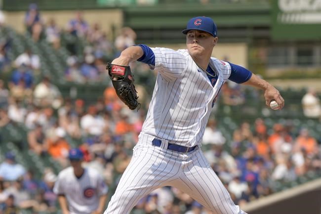 Chicago Cubs starting pitcher Justin Steele throws against the San Francisco Giants during the first inning of a baseball game Sunday, Sept. 12, 2021, in Chicago. (AP Photo/Mark Black)