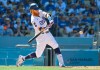 Los Angeles Dodgers' Justin Turner hits a three-run home run against the San Diego Padres in the seventh inning in a baseball game Sunday, Sept. 12, 2021, in Los Angeles, Calif. (AP Photo/John McCoy)