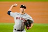 Houston Astros starting pitcher Jake Odorizzi throws in the first inning of a baseball game against the Texas Rangers in Arlington, Texas, Monday, Sept. 13, 2021. (AP Photo/Tony Gutierrez)