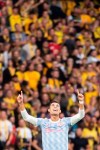 Manchester United's Cristiano Ronaldo celebrates after scoring the opening goal during of the Champions League group F soccer match between BSC Young Boys and Manchester United, at the Wankdorf stadium in Bern, Switzerland, Tuesday, Sept. 14, 2021. (Alessandro della Valle/Keystone via AP)