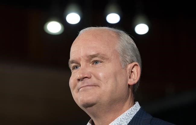 Conservative Leader Erin O'Toole listens to a question during a campaign stop, Wednesday, Sept. 15, 2021, in Jonquiere, Que. THE CANADIAN PRESS/Adrian Wyld