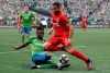 Seattle Sounders' Kelvin Leerdam tackles Toronto FC's Justin Morrow during the second half of the MLS Cup championship soccer match in Seattle,nbsp;Sunday, Nov. 10, 2019. The 33-year-old from Cleveland has proved to be a model professional over his 12-year MLS career as well as a leader on and off the field. THE CANADIAN PRESS/AP-Elaine Thompson