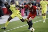 Toronto FC defender Eriq Zavaleta (3) and Nashville SC forward C.J. Sapong (17) battle for the ball during the first half of their MLS soccer game in Toronto, Saturday, September 18, 2021. THE CANADIAN PRESS/Cole Burston