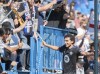 CF Montreal's Ahmed Hamdi celebrates with fans following his team's win over the Chicago Fire FC's in an MLS soccer match in Montreal, Sunday, September 19, 2021. THE CANADIAN PRESS/Graham Hughes