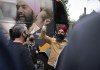 NDP leader Jagmeet Singh greets campaign workers at his election campaign headquarters in Burnaby, B.C. Monday, September 20, 2021. THE CANADIAN PRESS/Jonathan Hayward