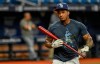 CORRECTS TO MIAMI MARLINS NOT FLORIDA MARLINS - Tampa Bay Rays' Wander Franco steps out of the batting cage before a baseball game against the Miami Marlins, Friday, Sept. 24, 2021, in St. Petersburg, Fla. Franco is returning to action after spending time on the disabled list with a strained right hamstring. (AP Photo/Steve Nesius)