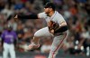 San Francisco Giants relief pitcher Kervin Castro works against the Colorado Rockies in the fifth inning of a baseball game Friday, Sept. 24, 2021, in Denver. (AP Photo/David Zalubowski)