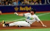 Tampa Bay Rays' Austin Meadows slides into third base with a triple off Miami Marlins' Sandy Alcantara during the fourth inning of a baseball game Saturday, Sept. 25, 2021, in St. Petersburg, Fla. (AP Photo/Steve Nesius)