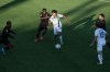 Cedric Toussaint of York United FC moves past Elimane Oumar Cisse of Forge Hamilton FC during CPL soccer action at York Lions Stadium in Toronto on July 30, 2021. THE CANADIAN PRESS/ Tijana Martin