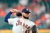 Houston Astros starting pitcher Lance McCullers Jr. throws against the Arizona Diamondbacks during the first inning of a baseball game Saturday, Sept. 18, 2021, in Houston. (AP Photo/David J. Phillip)