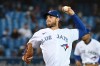 Toronto Blue Jays' Steven Matz pitches in the first inning of an American League baseball game against the Baltimore Orioles in Toronto on Friday, Oct. 1, 2021. THE CANADIAN PRESS/Jon Blacker
