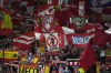 Atletico Madrid fans hold up banners and scarves during the La Liga soccer match between Atletico Madrid and Barcelona at the Estadio Wanda Metropolitano in Madrid, Saturday, Oct. 2, 2021. (AP Photo/Manu Fernandez)