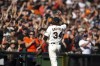 San Francisco Giants starting pitcher Kevin Gausman (34) acknowledges the cheers of the crowd as he's removed for a reliever at the start of the eighth inning of a baseball game, Saturday, Oct. 2, 2021, in San Francisco. (AP Photo/D. Ross Cameron)