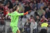Frankfurt's goalkeeper Kevin Trapp celebrates at the end of the German Bundesliga soccer match between Bayern and Eintracht Frankfurt, in Munich, Germany, Sunday, Oct. 3, 2021. (AP Photo/Matthias Schrader)