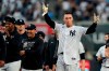 New York Yankees' Aaron Judge, right, gestures to fans after a baseball game against the Tampa Bay Rays Sunday, Oct. 3, 2021, in New York. The Yankees won 1-0. (AP Photo/Frank Franklin II)