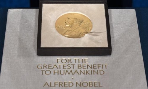 FILE - A Tuesday, Dec. 8, 2020 file photo of a Nobel Prize medal. The Nobel Prize in Medicine is due to be awarded on Monday Oct. 4, 2021. (AP Photo/Jacquelyn Martin, File)