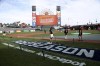 The San Francisco Giants work out Thursday, Oct. 7, 2021, in San Francisco for the baseball team's National League Division Series against the Los Angeles Dodgers, which starts Friday. (AP Photo/Jed Jacobsohn)