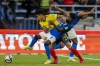 Colombia's Luis Diaz (14) and Brazil's Fred battle for the ball during a qualifying soccer match for the FIFA World Cup Qatar 2022 in Barranquilla, Colombia, Sunday, Oct. 10, 2021. (AP Photo/Fernando Vergara)