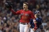Boston Red Sox Enrique Hernandez, reacts after hitting a sacrifice fly ball to score Danny Santana to beat the Tampa Bay Rays in the ninth inning during Game 4 of a baseball American League Division Series, Monday, Oct. 11, 2021, in Boston. The Red Sox won 6-5. (AP Photo/Charles Krupa)