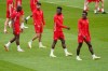 Kamal Miller, left to right, Jonathan Osorio, Alphonso Davies and Richie Laryea of the Canada men's national soccer team train in Toronto on Tuesday, October 12, 2021. THE CANADIAN PRESS/Evan Buhler
