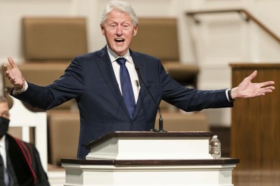 FILE - In this Jan. 27, 2021, file photo, former President Bill Clinton speaks during funeral services for Henry 