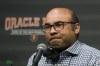 San Francisco Giants president of baseball operations Farhan Zaidi speaks at a season-ending news conference in San Francisco, Monday, Oct. 18, 2021. (AP Photo/Jeff Chiu)