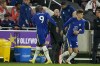 Chelsea's Romelu Lukaku leaves the pitch to be replaced by Kai Havertz, right, during the English Premier League soccer match between Brentford and Chelsea at Brentford Community Stadium in London, Saturday, Oct. 12, 2021. (AP Photo/Matt Dunham)