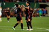 Portland Thorns' Sophia Smith, left, and Christine Sinclair celebrate Smith's goal against Gotham FC during the first half of an NWSL soccer match Wednesday, Aug. 25, 2021, in Portland, Ore. A country cheered when Sinclair led the Canadian women's soccer team to Olympic gold this summer. Now the Canada captain is on the verge of leading her club team, the Portland Thorns, to a fourth trophy this year. THE CANADIAN PRESS/AP-Sean Meagher/The Oregonian via AP