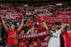 Benfica supporters cheer prior the Champions League group E soccer match between Benfica and Bayern Munich at the Luz stadium in Lisbon, Wednesday, Oct. 20, 2021. (AP Photo/Armando Franca)